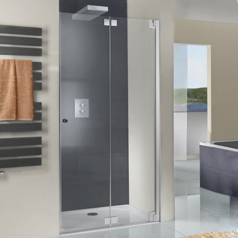 HSK K2P hinged-folding door in niche, dimensions: 100.0 cm x 200.0 cm, right-hand stop