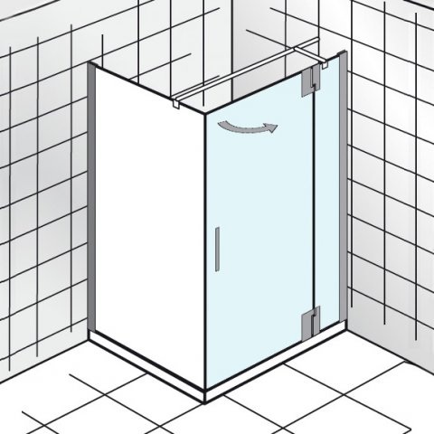 HSK K2P hinged door on side panel for side panel, 75.0 cm x 200.0 cm, right-hand stop