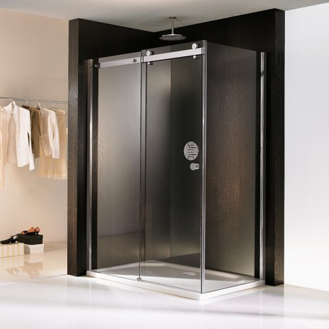 HSK studio sliding door 2-part, fixed element left, with side panel, dimensions: 120.0 cm x 90.0 cm x 200.0 cm