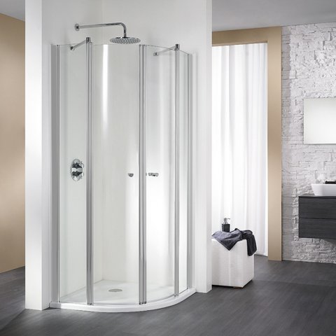 HSK Exklusiv round shower with 2 swing doors, 4-part, size: 90 x 90 x 200 cm, radius 550 mm