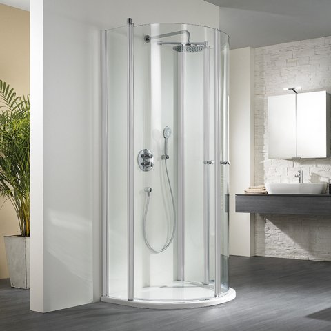 HSK Exklusiv Semicircular round shower with 2 swing doors, 4-part, size: 96 x 82 x 200 cm