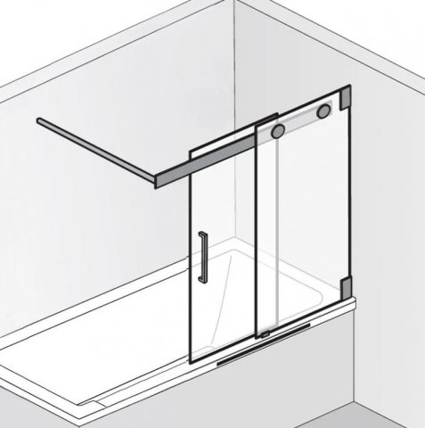 HSK K2 Bath tub attachment, 2-part sliding door, size: up to 100.0 x 150.0 cm, stop: right