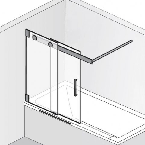 HSK K2 Bath tub attachment, 2-part sliding door, size: up to 100.0 x 150.0 cm, stop: left