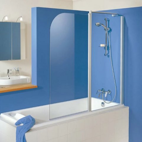 HSK Exklusiv Bath tub attachment with fixed element, size: 130 x 140 cm, fixed element right