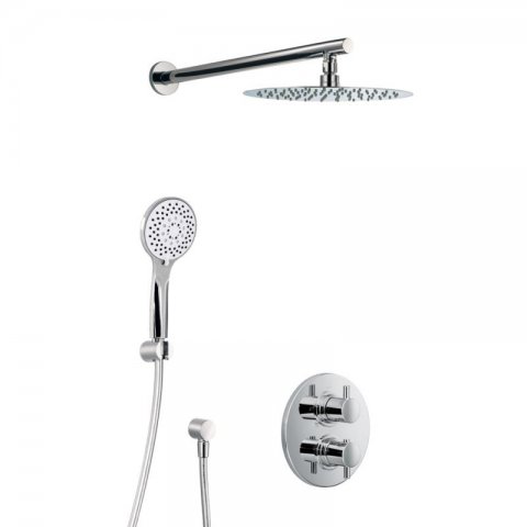 HSK Shower Set 1.04 Round, with wall bracket round straight, chrome, 1002104-RKB7