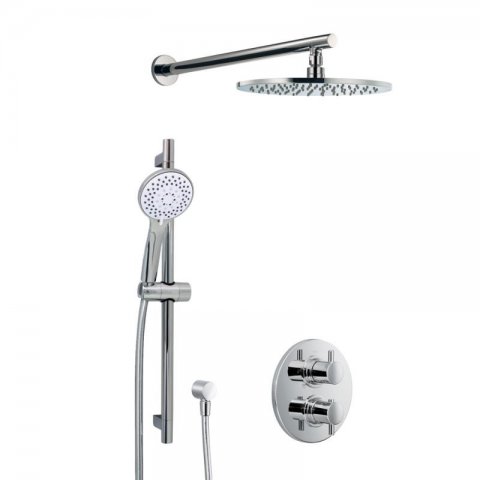 HSK Shower Set 1.05 Round, with wall bracket straight, chrome, 1002105-RKB7