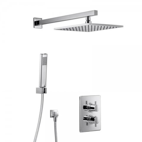 HSK Shower Set 3.04 Square, with wall bracket straight, chrome, 1002304