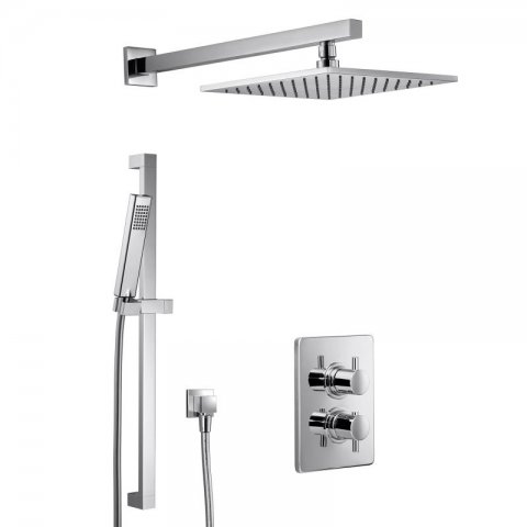 HSK Shower Set 3.05 Square, with wall bracket straight, chrome, 1002305