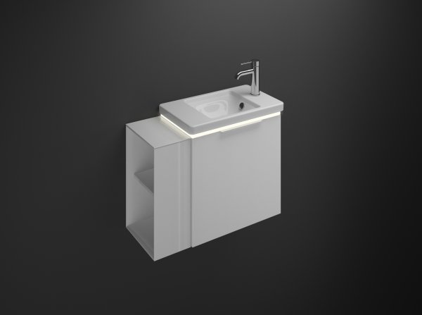 Burgbad Eqio ceramic washbasin incl. vanity unit, open compartment right, incl. LED vanity unit ligh...