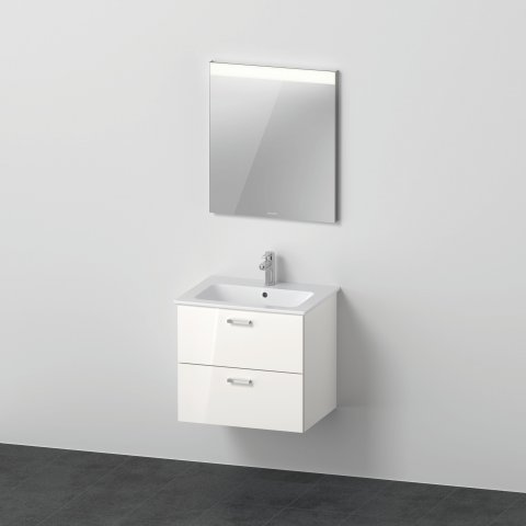 Duravit Xbase, wall-mounted furniture set, with LED mirror, washbasin and vanity unit, width 600 mm,...