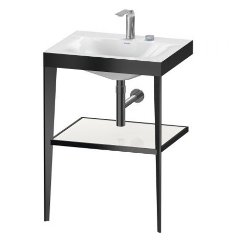 Duravit XViu 4714 Möbelwaschtisch c-bonded, mit 2 Hahnlöchern, mit Metallkonsole bodenstehend, 600...