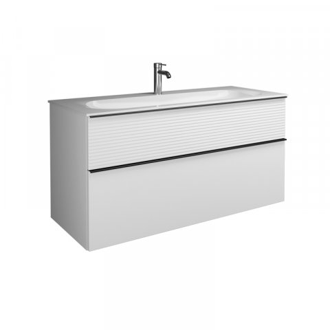 Burgbad Fiumo mineral cast washbasin including vanity unit, with pleated front width 1220mm, SFXN122