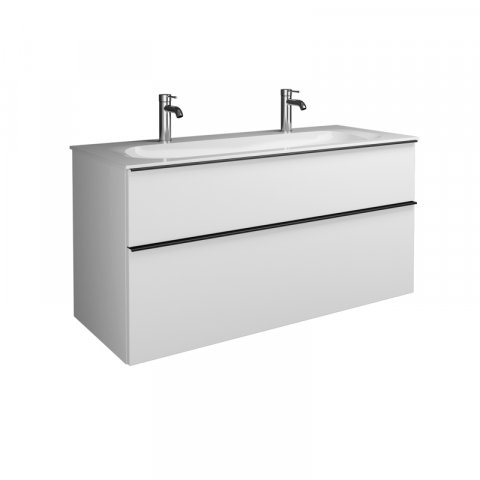 Burgbad Fiumo cast mineral washbasin including vanity unit, width 1220mm, with 2 tap holes, SFXM122