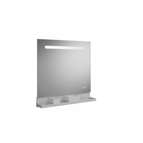 Burgbad Fiumo Lichtspiegel, mit horizontaler LED-Beleuchtung, mit Metallreling, 800x700mm, SFXU080