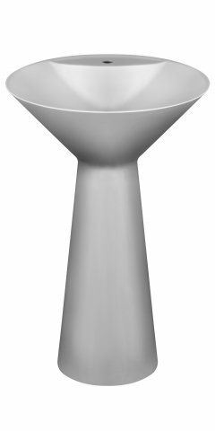 Gessi Cono pedestal washbasin, Cristalplant (matt white), exterior RAL9005, without overflow, with wall drain, with tap hole, 45909800