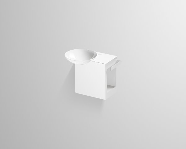 Alape wash place WP.INSERT1, W:485mm, H:471mm, D:321mm, bowl basin white, trough left, with tap hole, shelf right, 5241000