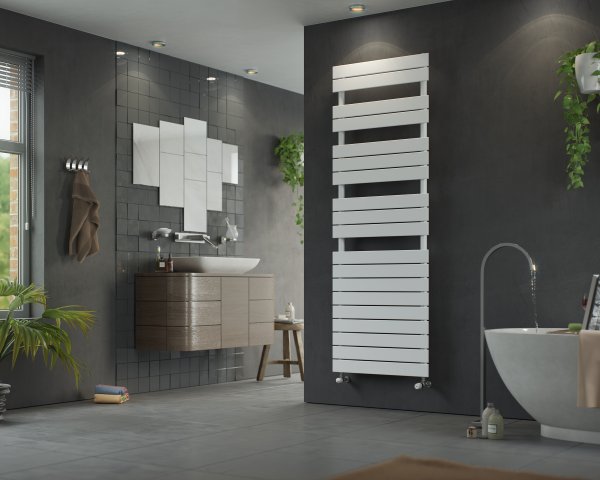 Corpotherma Panio Scala bath heater, water-carried, straight precision steel panels, white, depth: 86mm, PAS