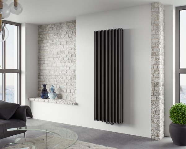 Corpotherma Aurora Vertical Space Heater, Water Heated, Straight Special Precision Steel Tubes, Dept...