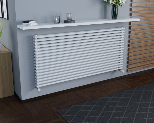 Corpotherma Titan22 Duo Horizontal Space Heater, water-carried, straight precision steel tubes, depth: 74mm, white, TIDH