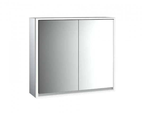 Emco loft illuminated mirror cabinet, 800 mm, 2 doors, with mirrored side walls, surface mount model...