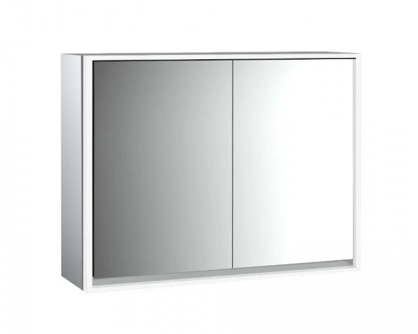 Emco loft illuminated mirror cabinet, 1000 mm, 2 doors, with mirrored side walls, surface mount model, 9798051