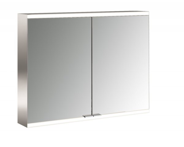 Emco prime 2 facelift illuminated mirror cabinet, 1000 mm, 2 doors, with mirrored side walls, surface mount model, 9497