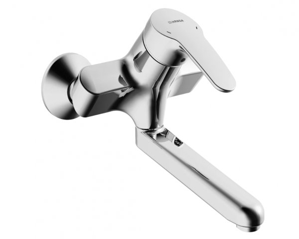 Hansa HANSAMIX basin mixer, 246 mm projection, with spout drain, chrome, 01949283