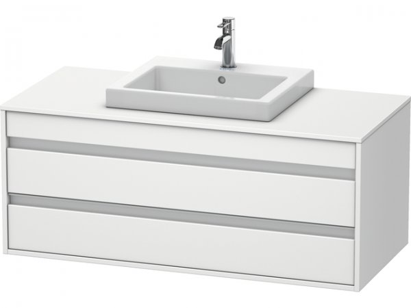 Duravit Ketho vanity unit wall hung 6756, 2 drawers, 1200mm, for built-in washbasin in the middle