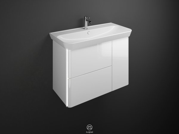 Burgbad Iveo ceramic washbasin incl. vanity unit SFFR100L, incl. LED washbasin vanity illumination, ...