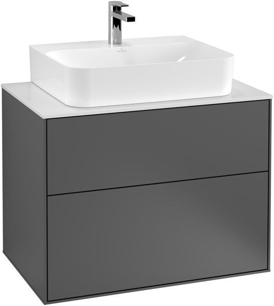 Villeroy und Boch Finion Vanity unit G09200, 800x603x501mm, with LED lighting, cover plate Black Matt