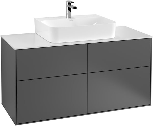 Villeroy und Boch Finion Vanity unit G13200, 1200x603x501mm, with LED lighting, cover plate Glass White Matt