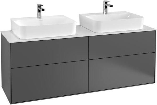 Villeroy und Boch Finion Vanity unit G18200, 1600x603x501mm, with LED lighting, cover plate Black Matt