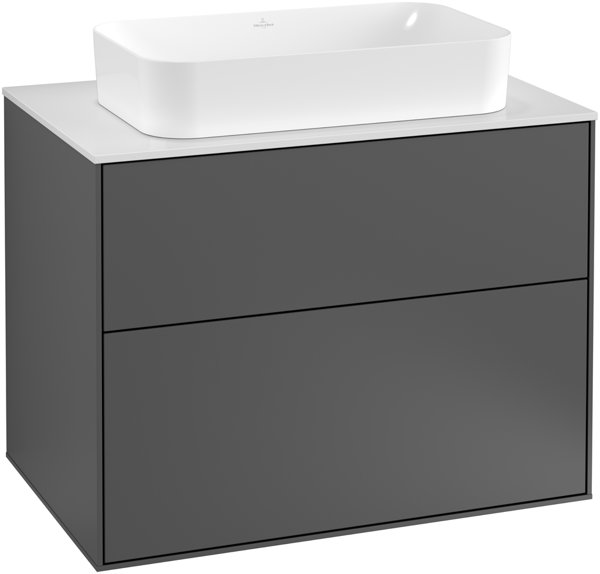 Villeroy und Boch Finion Vanity unit G22200, 800x603x501mm, with LED lighting, cover plate Black Matt