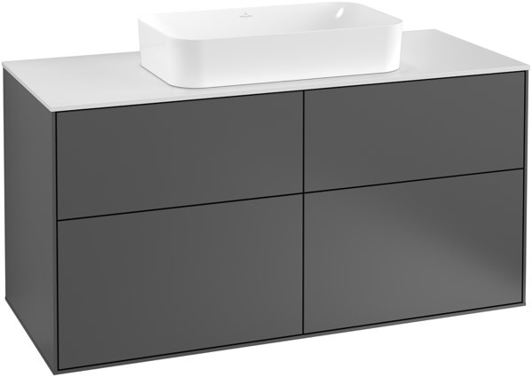 Villeroy und Boch Finion Vanity unit G26200, 1200x603x501mm, with LED-lighting, cover plate Black Matt