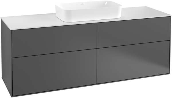 Villeroy und Boch Finion Vanity unit G32200, 1600x603x501mm, with LED lighting, cover plate Black Matt