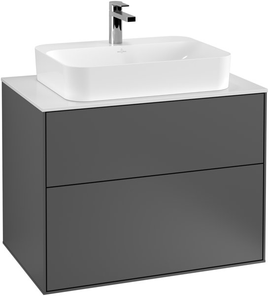 Villeroy und Boch Finion Vanity unit G34200, 800x603x501mm, with LED-lighting, cover plate Black Matt