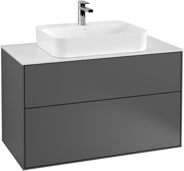 Villeroy und Boch Finion Vanity unit G35200,1000x603x501mm, with LED-illumination, cover plate Black...