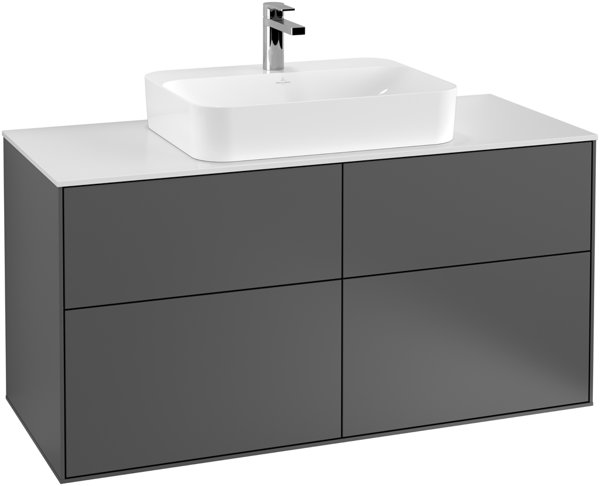 Villeroy und Boch Finion Vanity unit G38200,1200x603x501mm, with LED-illumination, cover plate Black Matt