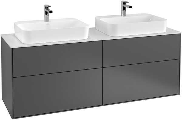 Villeroy und Boch Finion Vanity unit G43200,1600x603x501mm, with LED-illumination, cover plate Black...