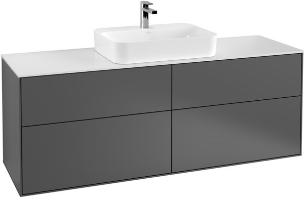 Villeroy und Boch Finion Vanity unit G44200,1600x603x501mm, with LED- illumination, cover plate Blac...