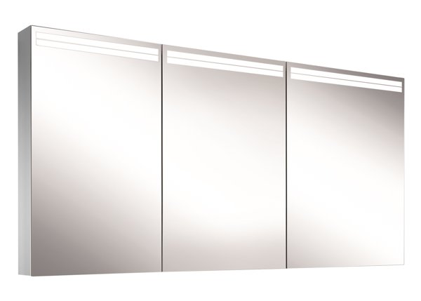 Schneider ARANGALINE LED illuminated mirror cabinet, 3 equal-sized double mirror doors, 150x70x12cm,...