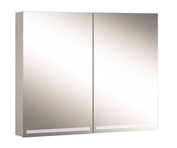 Schneider GRACELINE LED illuminated mirror cabinet, 2 double mirror doors, 90x70x12cm, 116.490.