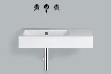 Alape wash basin WT.PR800.L, rectangular W: 800mm H: 143mm D: 405mm, 4205300000, white