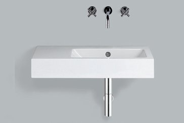 Alape wash basin WT.PR800.R, rectangular W: 800mm H: 143mm D: 405mm, 4207300000, white