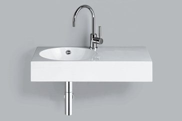 Alape wash basin WT.MC800H.L, rectangular W: 800mm H: 160mm D: 455mm, 4231000000, white