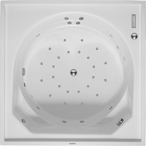 Duravit Whirlpool Square Blue Moon 1400x1400mm, built-in version or for bath cover, incl. frame, overflow, Combisystem E