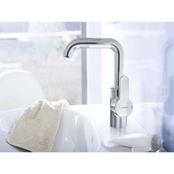 Hansa Hansaprimo basin mixer, side operated, with drain set, swivel, projection: 142 mm, 49542203