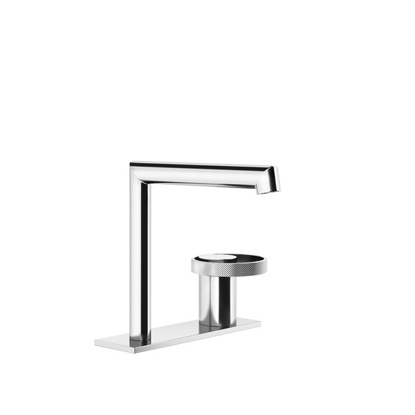 Gessi Anello, single lever basin mixer, separate spout, mounted on plate, spout height 162mm x projection 144mm, without pop-up waste, 63315