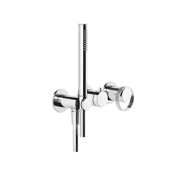 Gessi Anello, ready-to-mount single lever shower/tub mixer set, round roses for concealed body, 2-wa...