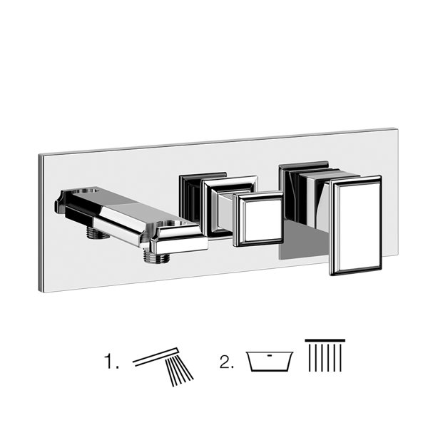 Gessi Eleganza, ready-mounted set, for SPRAY single lever mixer with 2-way diverter and wall elbow, ...